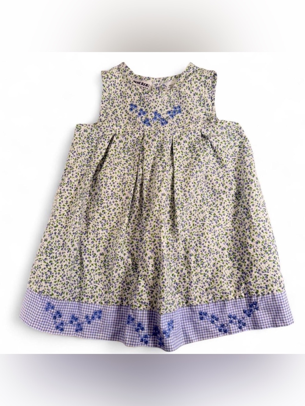 Blueberi Boulevard Lavender & Blue Floral Embroidered Baby Dress